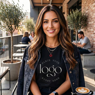 Add Your Own Custom Business Logo Modern Black T-Shirt