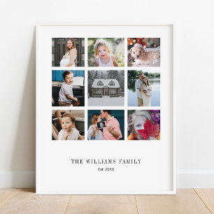 Add Your Own Custom Family 9 Photo Collage Poster