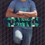 Add Your Own Custom Name Personalised Blue Mint Skateboard<br><div class="desc">Add Your Own Custom Name Personalised Skateboard features your personalised name in modern mint green typography on a simple blue background. Personalise by editing the text in the text box provided. Give a custom made gift, personalised skateboard to your favourite skateboarder for Christmas, birthday or your BFF. Designed by ©Evco...</div>