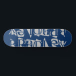 Add Your Own Custom Name Personalised Blue Silver Skateboard<br><div class="desc">Add Your Own Custom Name Personalised Skateboard features your personalised name in modern silver typography on a simple blue background. Personalise by editing the text in the text box provided. Give a custom made gift, personalised skateboard to your favourite skateboarder for Christmas, birthday or your BFF. Designed by ©Evco Studio...</div>