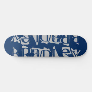 Add Your Own Custom Name Personalised Blue Silver Skateboard
