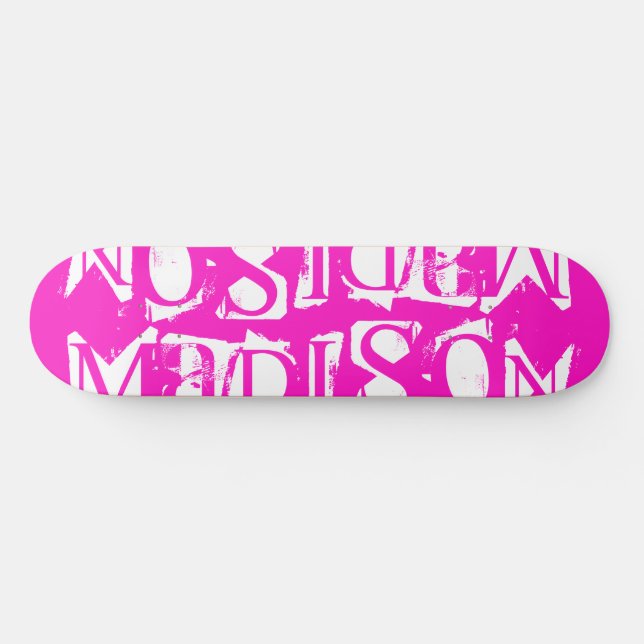 Add Your Own Custom Name Personalised Hot Pink Skateboard (Horz)