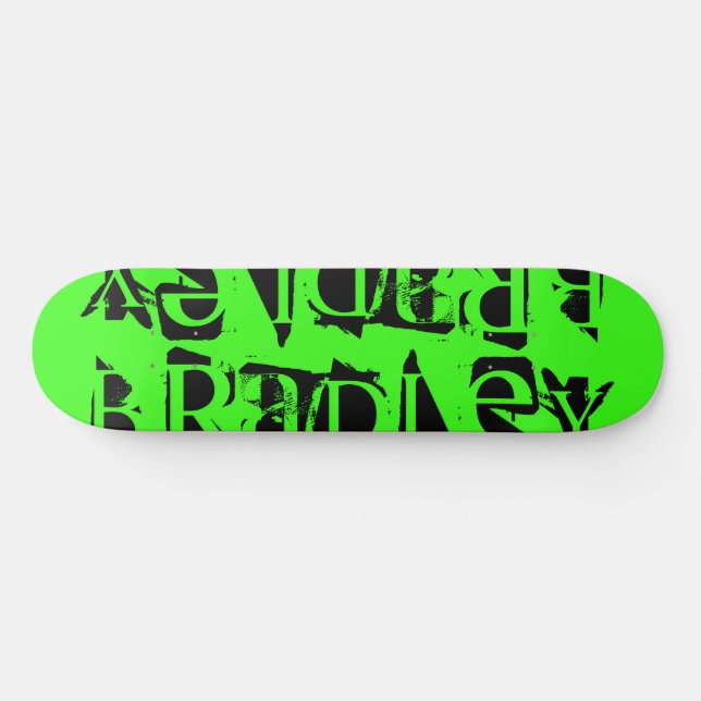 Add Your Own Custom Name Personalised Neon Green Skateboard (Horz)