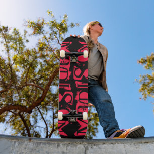 Add Your Own Custom Name Personalised Neon Pink  Skateboard