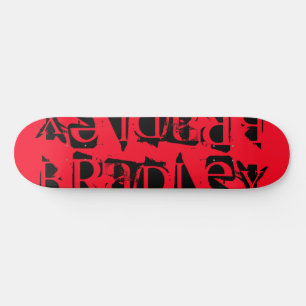 Add Your Own Custom Name Personalised Red Black Skateboard