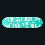 Add Your Own Custom Name Personalised Turquoise Skateboard<br><div class="desc">Add Your Own Custom Name Personalised Skateboard features your personalised name in modern white typography on a simple turquoise background. Personalise by editing the text in the text box provided. Give a custom made gift, personalised skateboard to your favourite skateboarder for Christmas, birthday or your BFF. Designed by ©Evco Studio...</div>