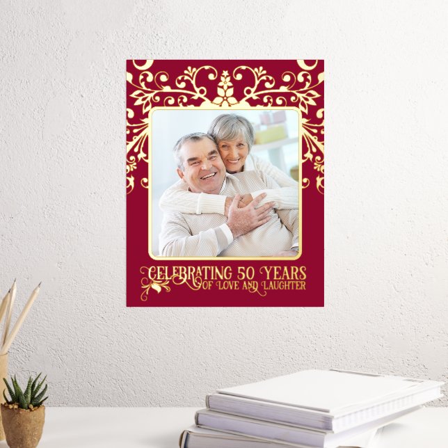 Add Your Own Custom Photo 50th Wedding Anniversary Foil Prints (In Situ (Desk 3))