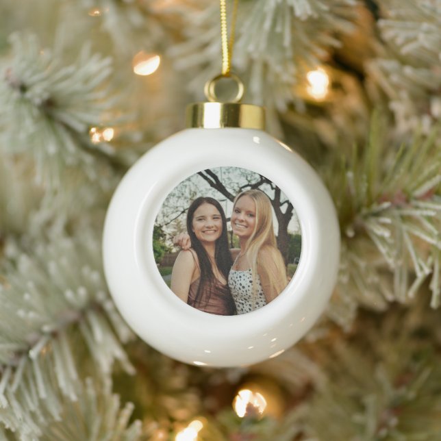 Add Your Own Custom Photo Ceramic Ball Christmas Ornament (Tree)
