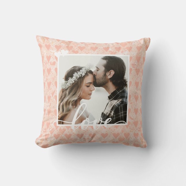 Add Your Own Custom Photo Love Hearts in Rose Gold Cushion (Front)