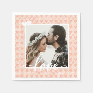 Add Your Own Custom Photo Love Hearts in Rose Gold Napkin