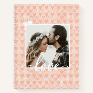 Add Your Own Custom Photo Love Hearts in Rose Gold Notebook