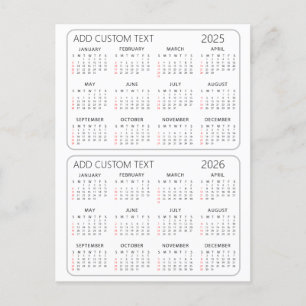 add your own custom text 2025 -2026 Calendar Holiday Postcard
