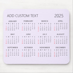add your own custom text 2025 Calendar Purple Mouse Mat