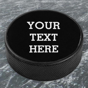 Add Your Own Custom Text Here Black and White Hockey Puck