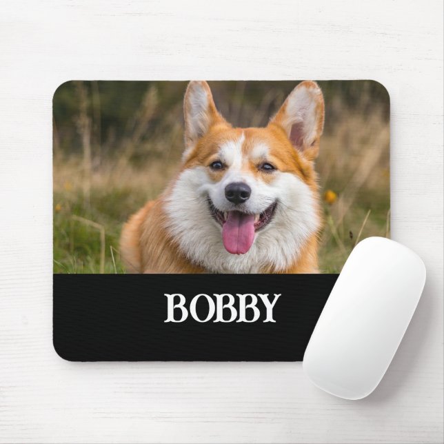 Add your own dog photo and name mouse mat (With Mouse)