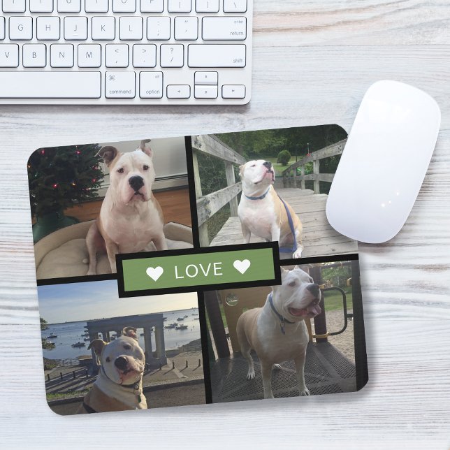 Add Your Own Dog Photo Collage Green Mouse Mat (Add Your Own Dog Photo Collage Green Mouse Pad)