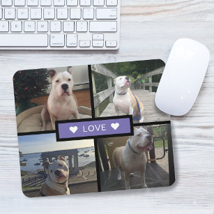 Add Your Own Dog Photo Collage Purple Mouse Mat