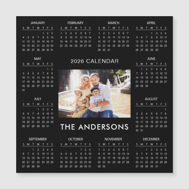 Add Your Own Family Photo 2026 Calendar | Magnet (Front)