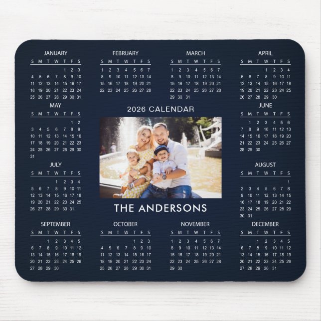 Add Your Own Family Photo 2026 Calendar |  Mouse Mat (Front)
