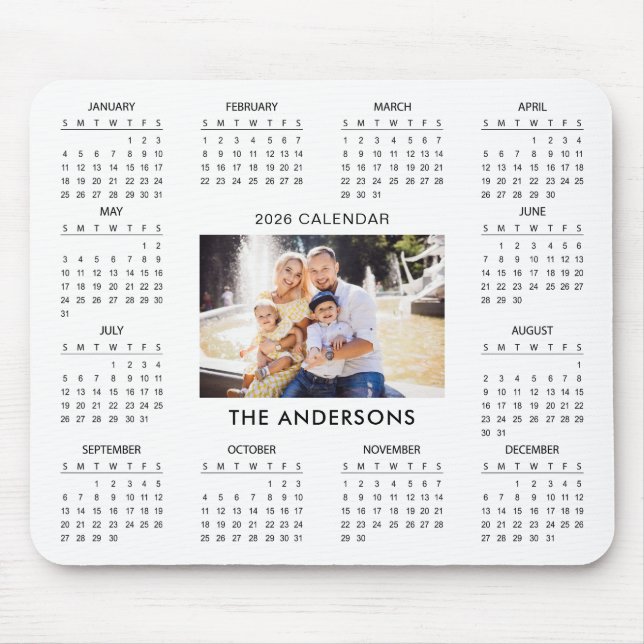 Add Your Own Family Photo 2026 Calendar |  Mouse Mat (Front)