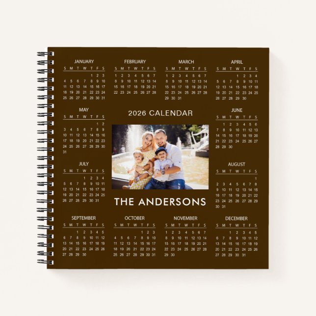 Add Your Own Family Photo 2026 Calendar |  Notebook (Front)