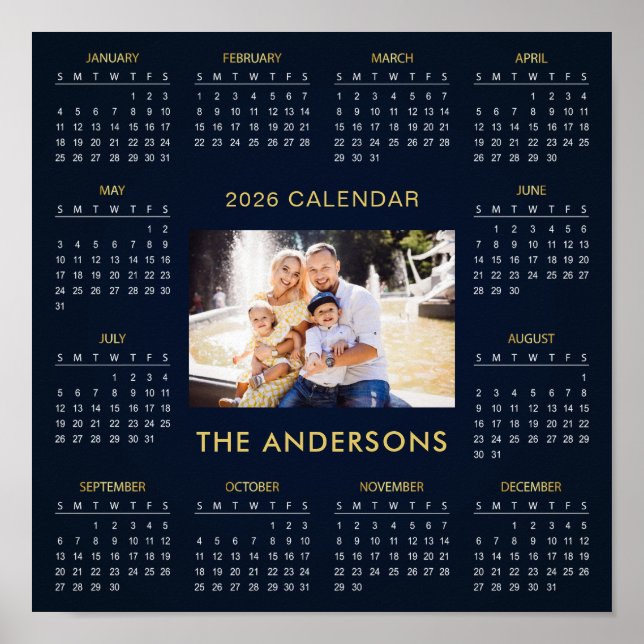 Add Your Own Family Photo 2026 Calendar |  Poster (Front)