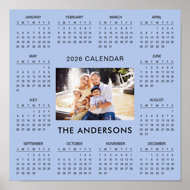 Add Your Own Family Photo 2026 Calendar |  Poster (Front)