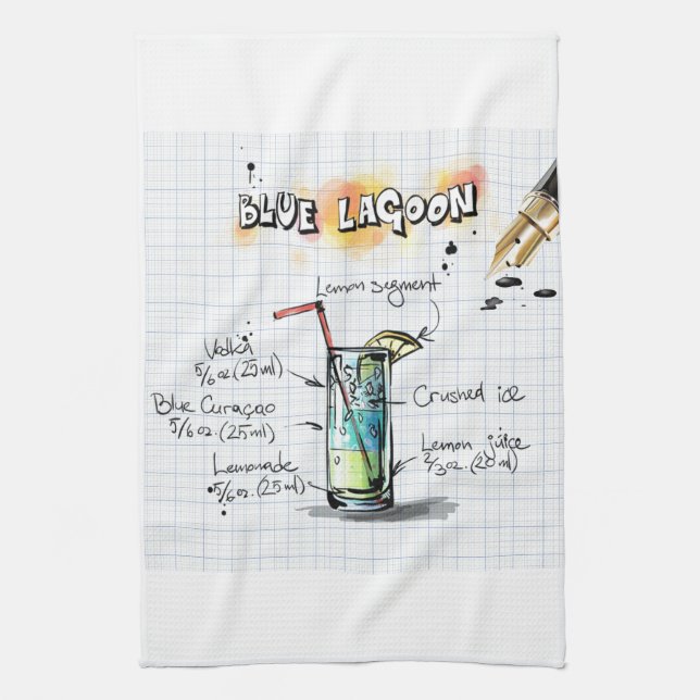Add your own favourite drink recipe bartender bar tea towel (Vertical)
