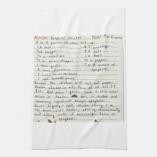 Add your own favourite recipe grandma mum's custom tea towel (Vertical)