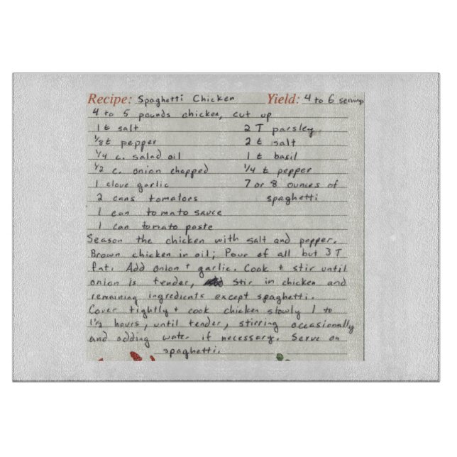 Add your own favourite recipe mum grandma's custom cutting board (Front)