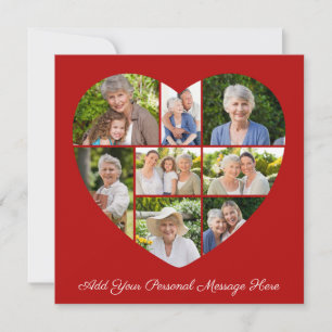 Add Your Own Greeting 8 Photo Collage Heart Card