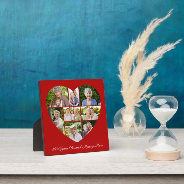 Add Your Own Greeting 8 Photo Collage Heart Cutout Plaque (Insitu)
