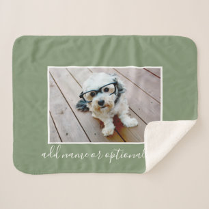 Add Your Own Horizontal Photo CAN edit Green COLOR Sherpa Blanket