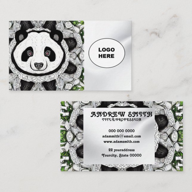 Add your own image black panda Business Card (Front/Back)