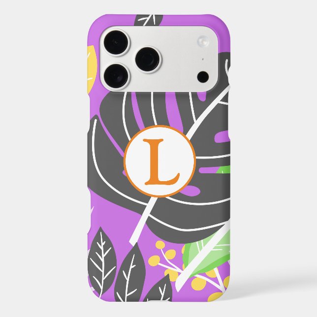 Add your own image l Initials cute pattern purple  (Back)