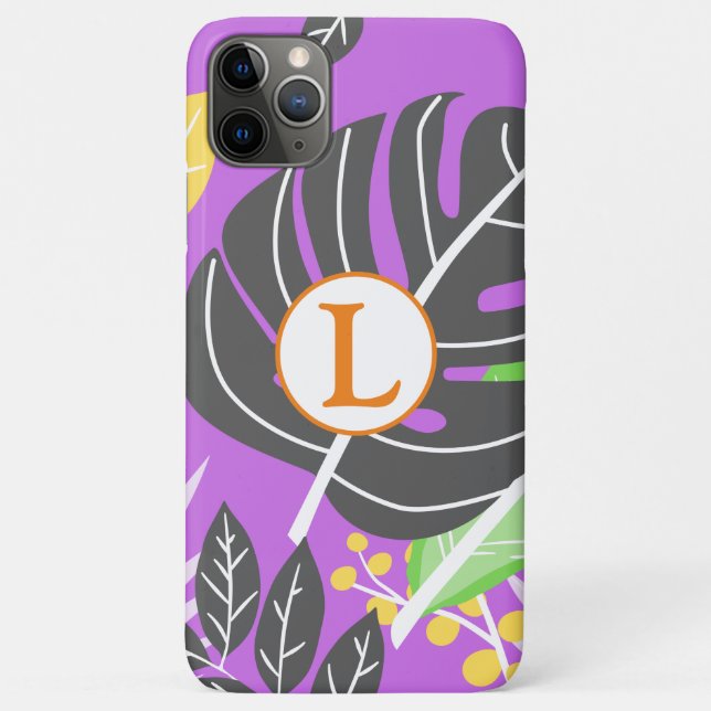 Add your own image l Initials cute pattern purple  Case-Mate iPhone Case (Back)