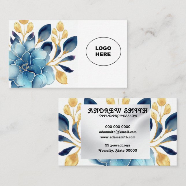 Add your own image ornamental floral Business Card (Front/Back)