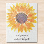 Add Your Own Inspirational Quote Sunflower  Jigsaw Puzzle<br><div class="desc">This unique puzzle is decorated with a yellow watercolor sunflower and stylish typography.
Easily customisable with your favourite inspirational or motivational message or quote.
Original Watercolor © Michele Davies.</div>
