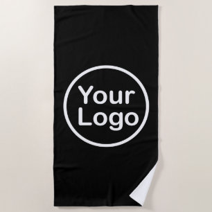 Add Your Own Logo   Black Background Beach Towel