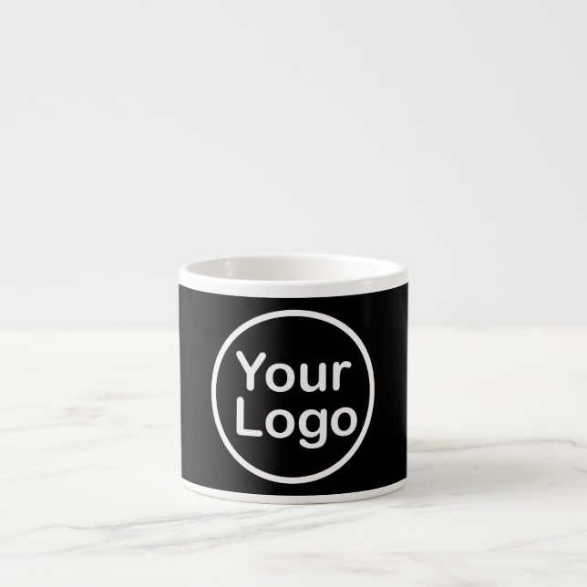Add Your Own Logo | Black Background Espresso Cup (Front)
