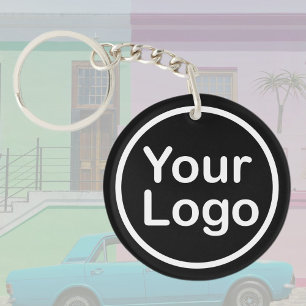 Add Your Own Logo   Black Background Key Ring