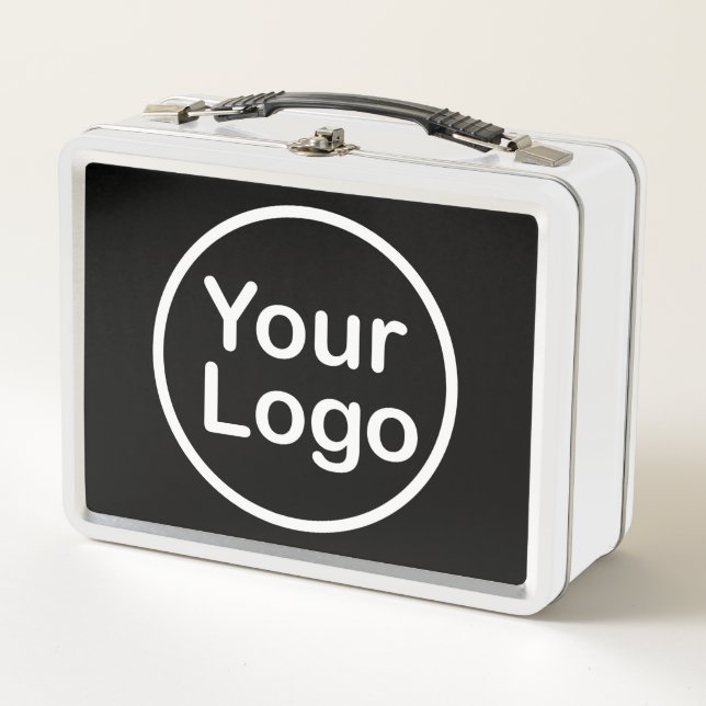 Add Your Own Logo | Black Background Metal Lunch Box (Front)