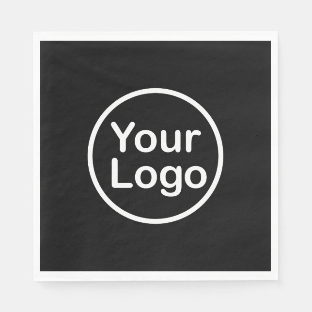 Add Your Own Logo | Black Background Napkin (Front)
