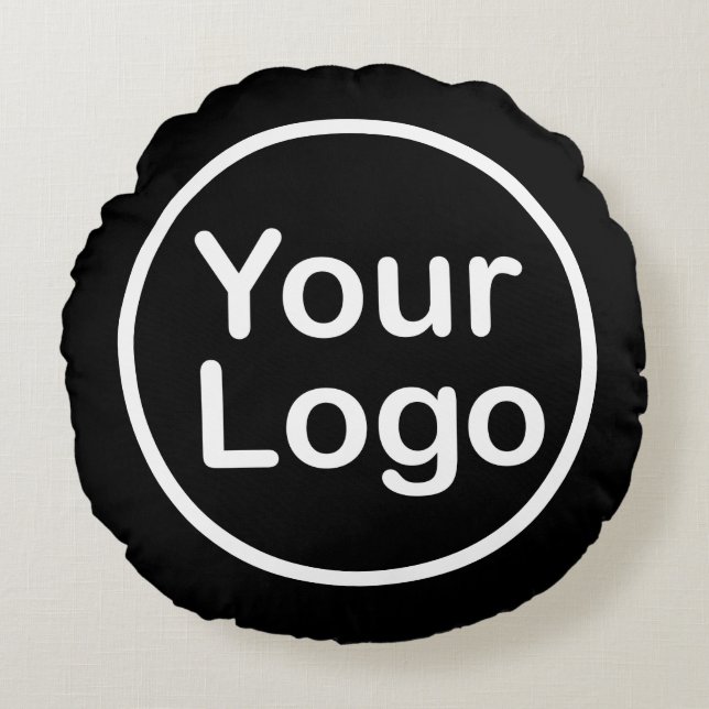 Add Your Own Logo | Black Background Round Cushion (Front)