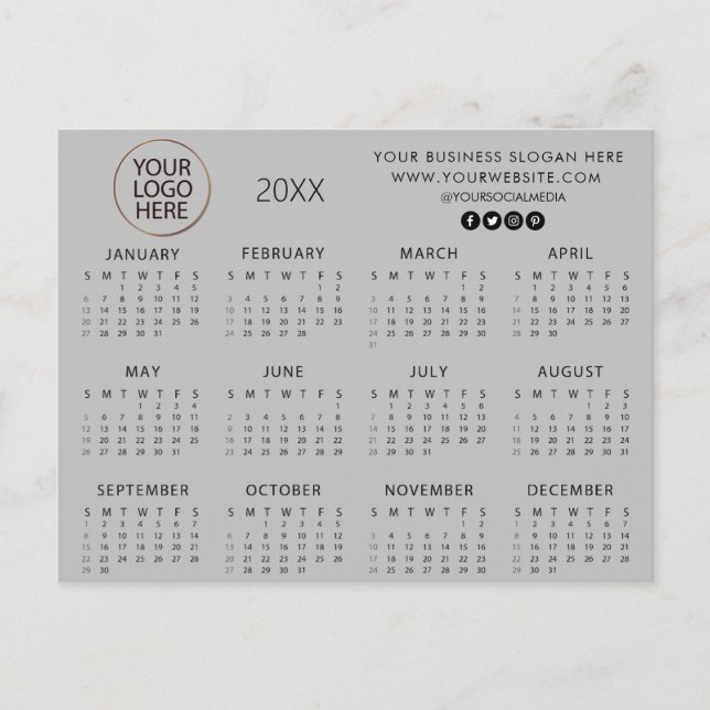 add your own logo custom text 2024 Calendar   Postcard (Front)