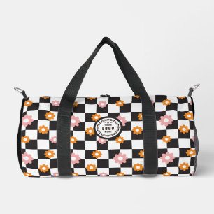 Add Your Own Logo Daisy Flower Chequerboard Duffle Bag