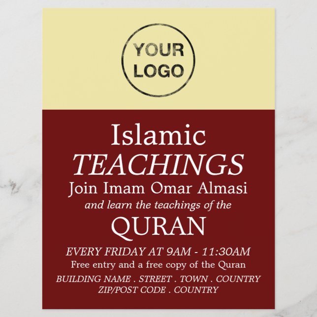 Add Your Own Logo, Islamic Teaching Advertising Flyer (Front)