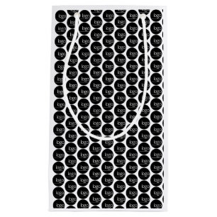 ADD YOUR OWN LOGO REPEATING PATTERN BUSINESS BRAND SMALL GIFT BAG