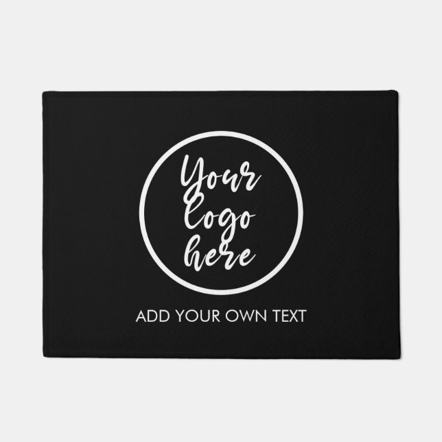 Add Your Own Logo Simple Black Modern Doormat (Front)