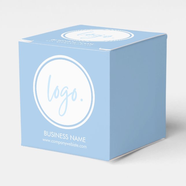 ADD YOUR OWN LOGO SIMPLE BLUE BUSINESS COMPANY  FAVOUR BOX (Front Side)